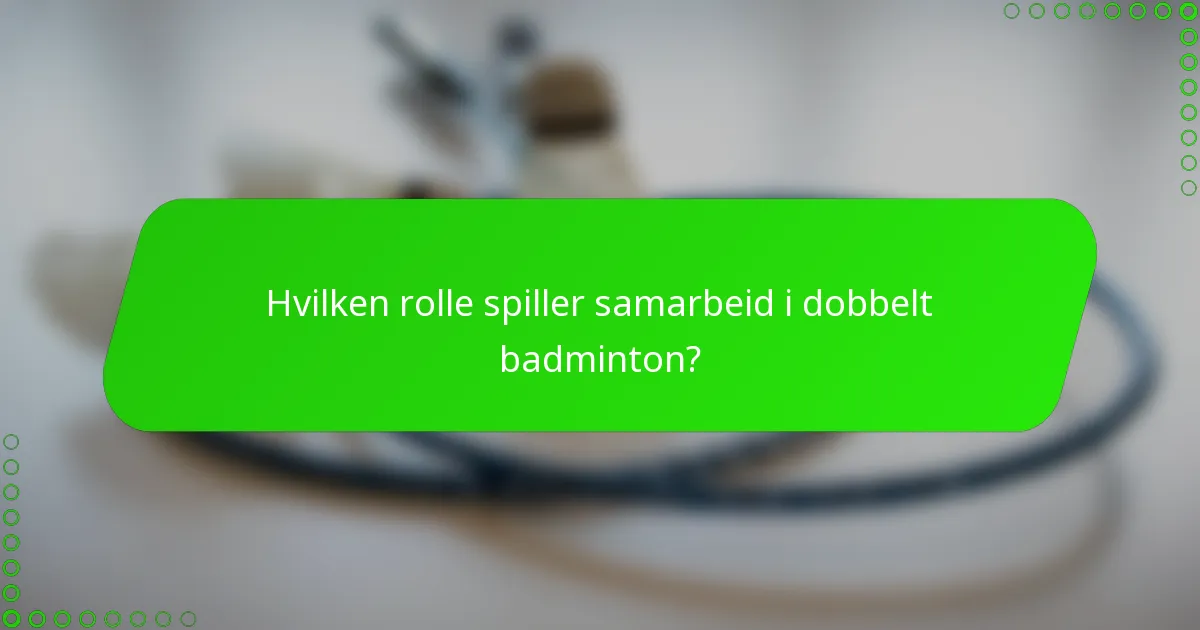 Hvilken rolle spiller samarbeid i dobbelt badminton?